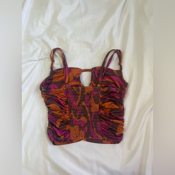 Urban Outfitters Pink/Orange/Brown Flower Too with Keyhole - Picture 2 of 2